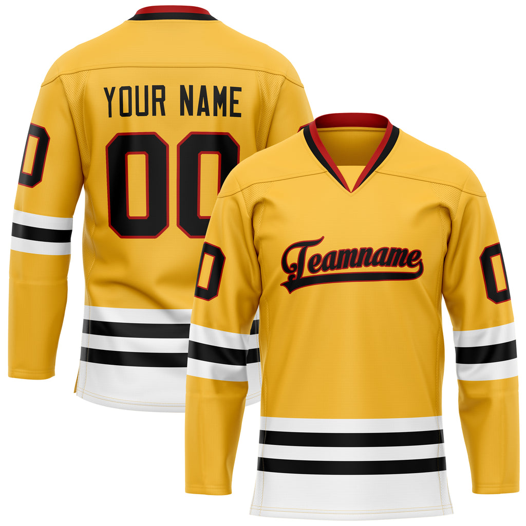 Custom Gold Black Solid Colour Hockey Jersey