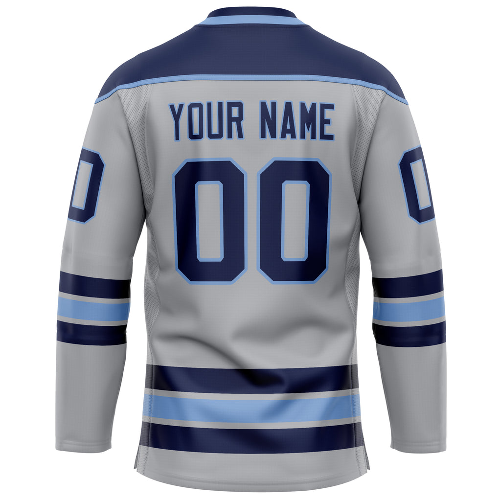 Custom Gray Navy Solid Colour Hockey Jersey
