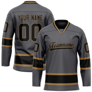 Custom Gray Black Solid Colour Hockey Jersey