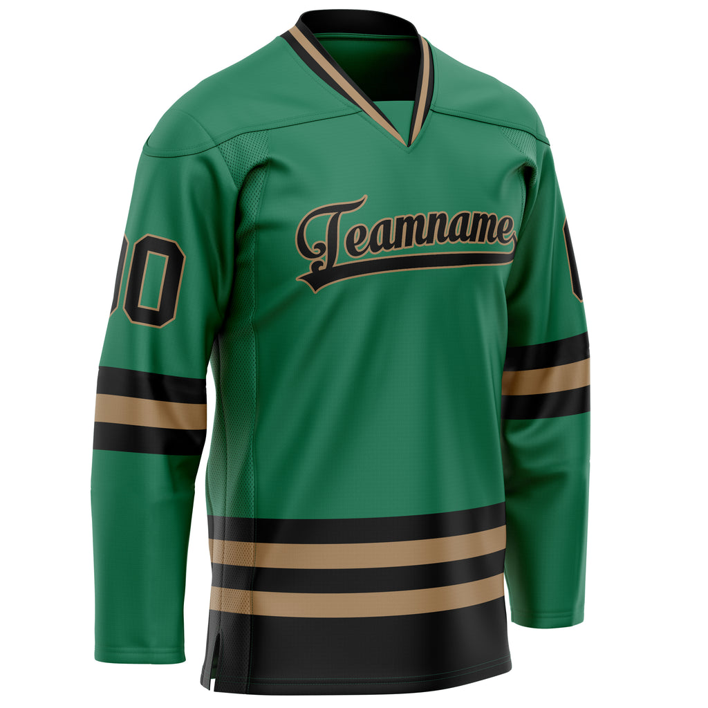 Custom Green Black Solid Colour Hockey Jersey