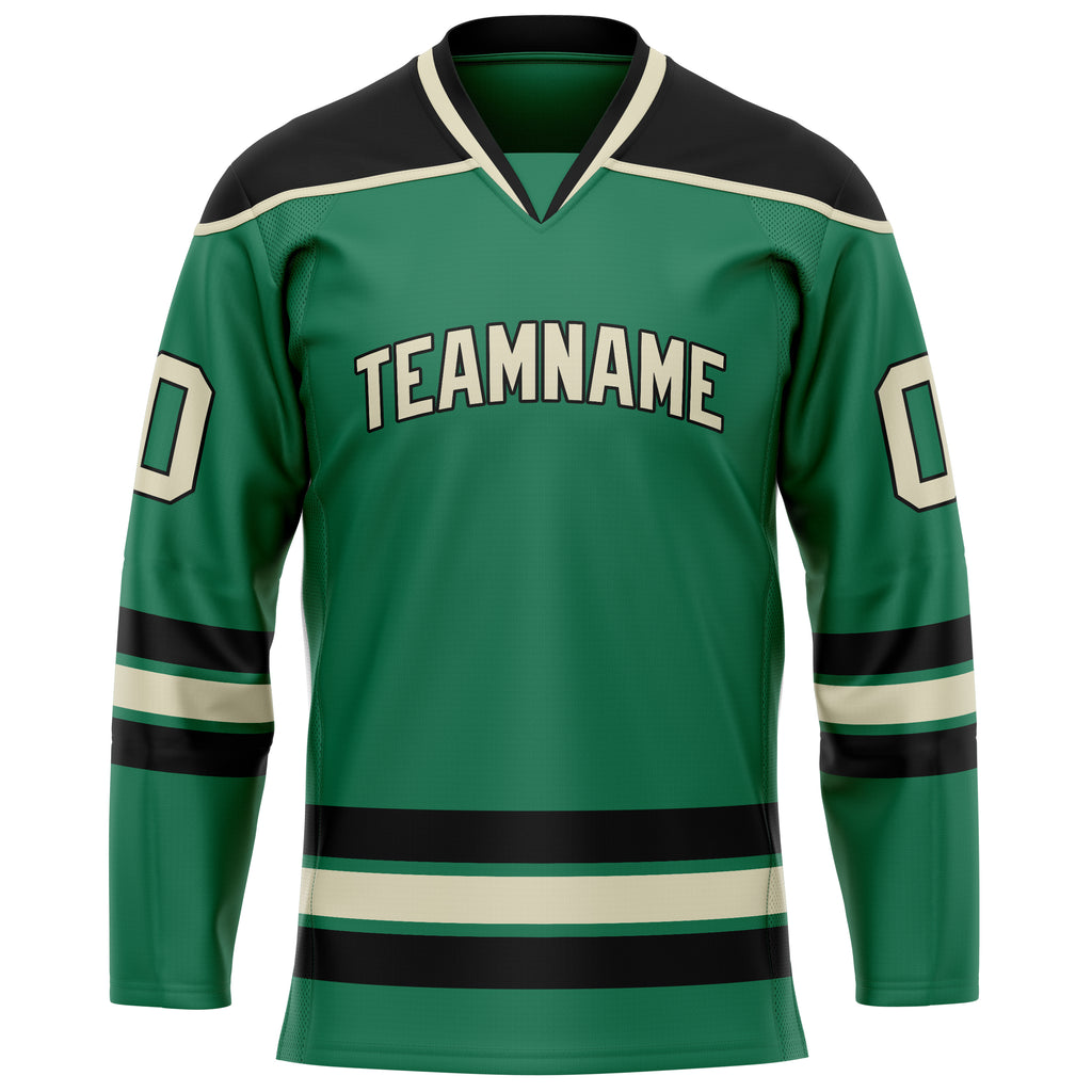 Custom Green Black Solid Colour Hockey Jersey