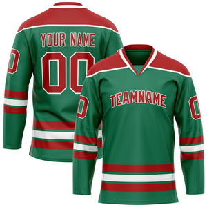 Custom Green Red Solid Colour Hockey Jersey