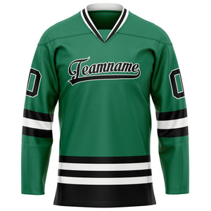 Custom Green Black Solid Colour Hockey Jersey