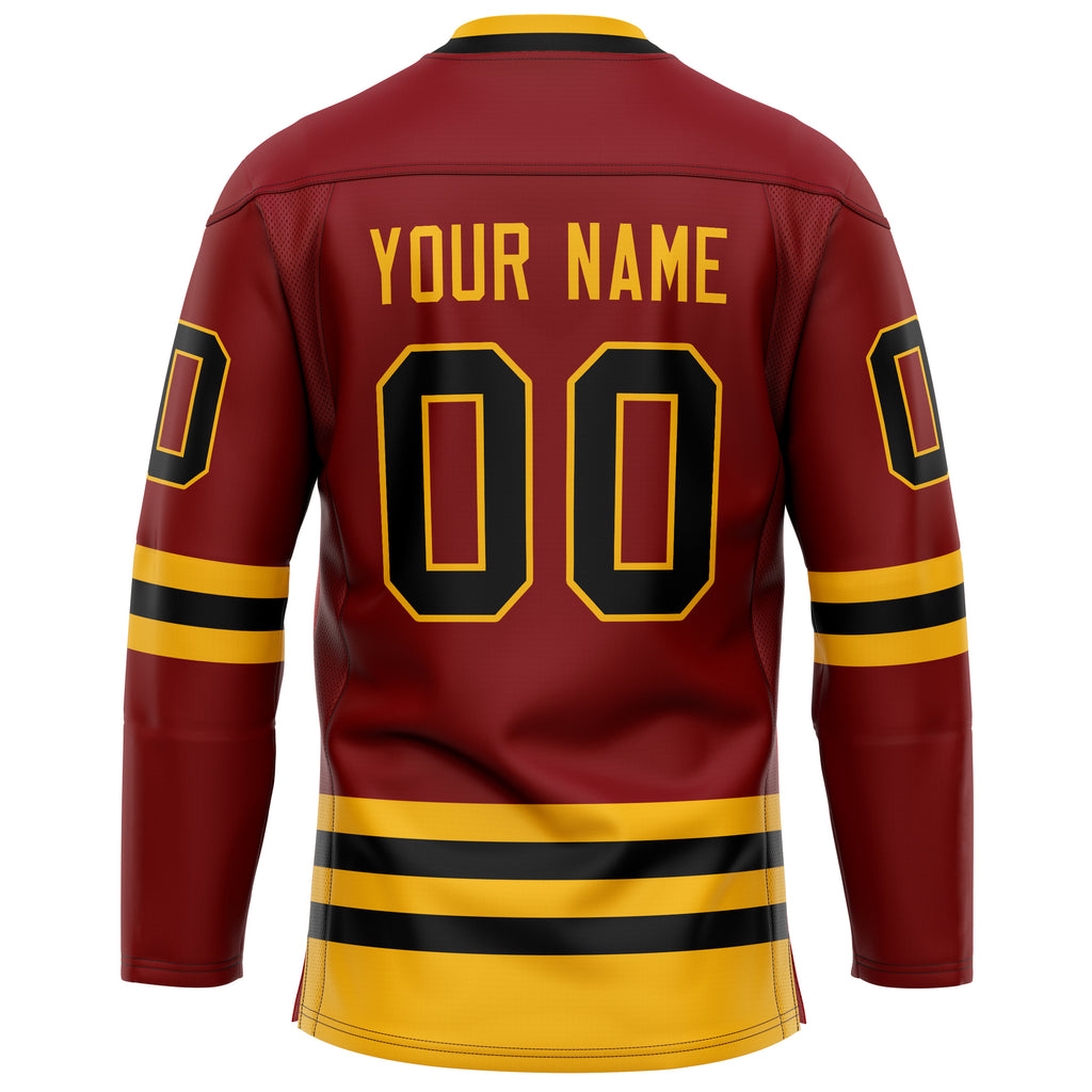 Custom Maroon Black Solid Colour Hockey Jersey