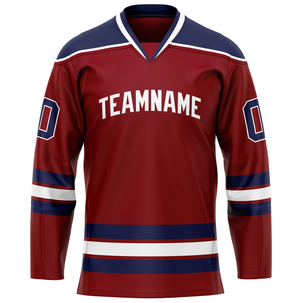Custom Maroon Navy Solid Colour Hockey Jersey