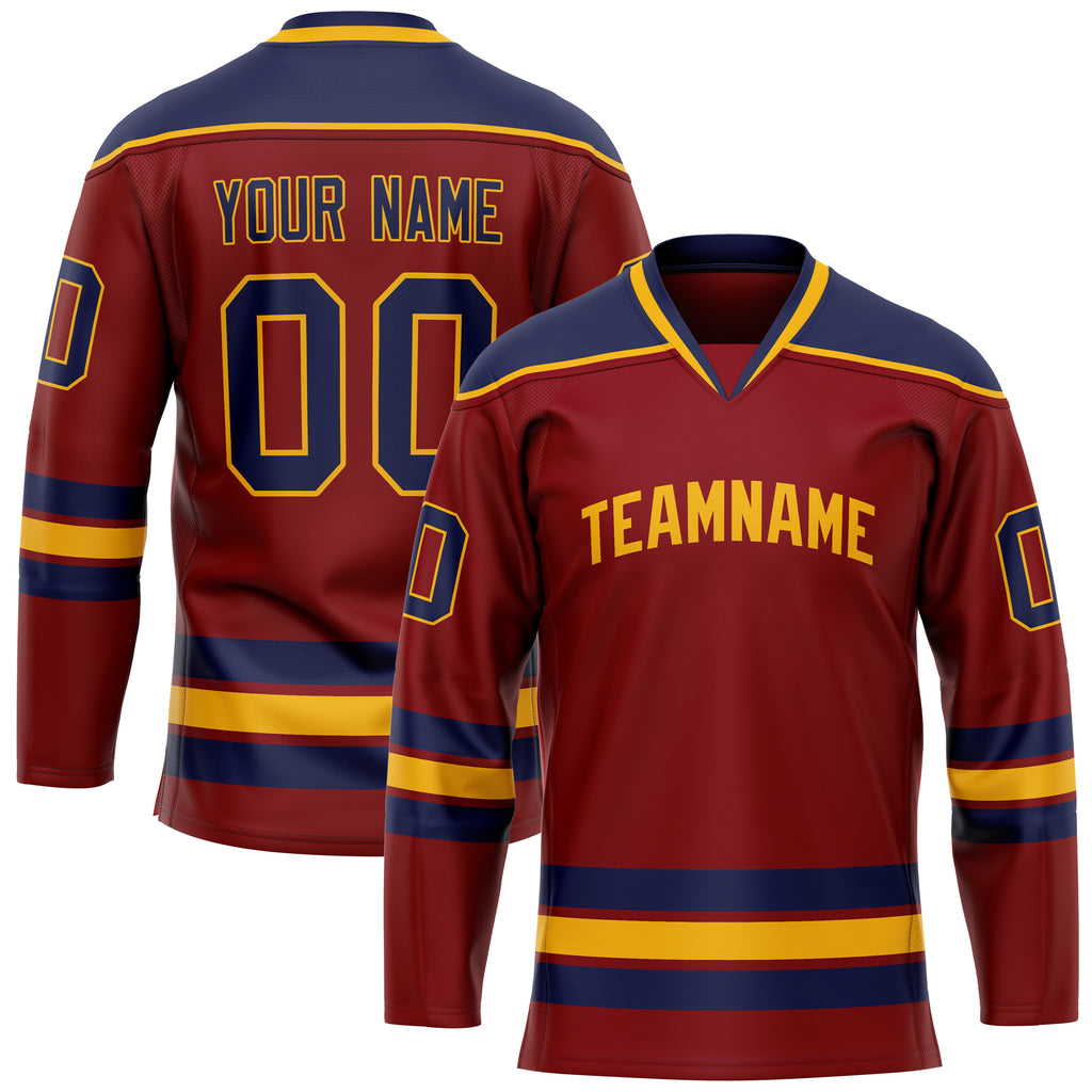 Custom Maroon Navy Solid Colour Hockey Jersey