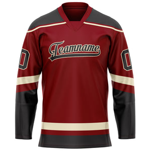 Custom Maroon Black Solid Colour Hockey Jersey