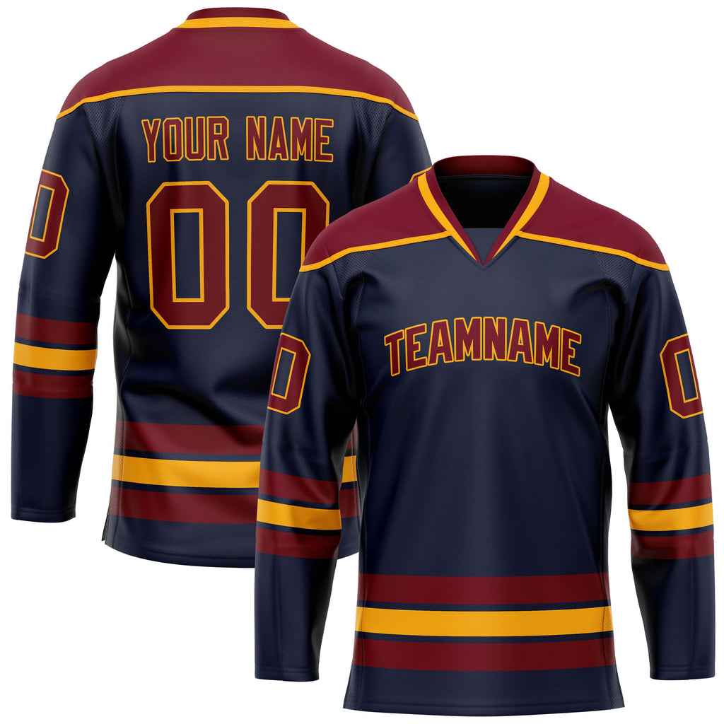 Custom Navy Crimson Solid Colour Hockey Jersey