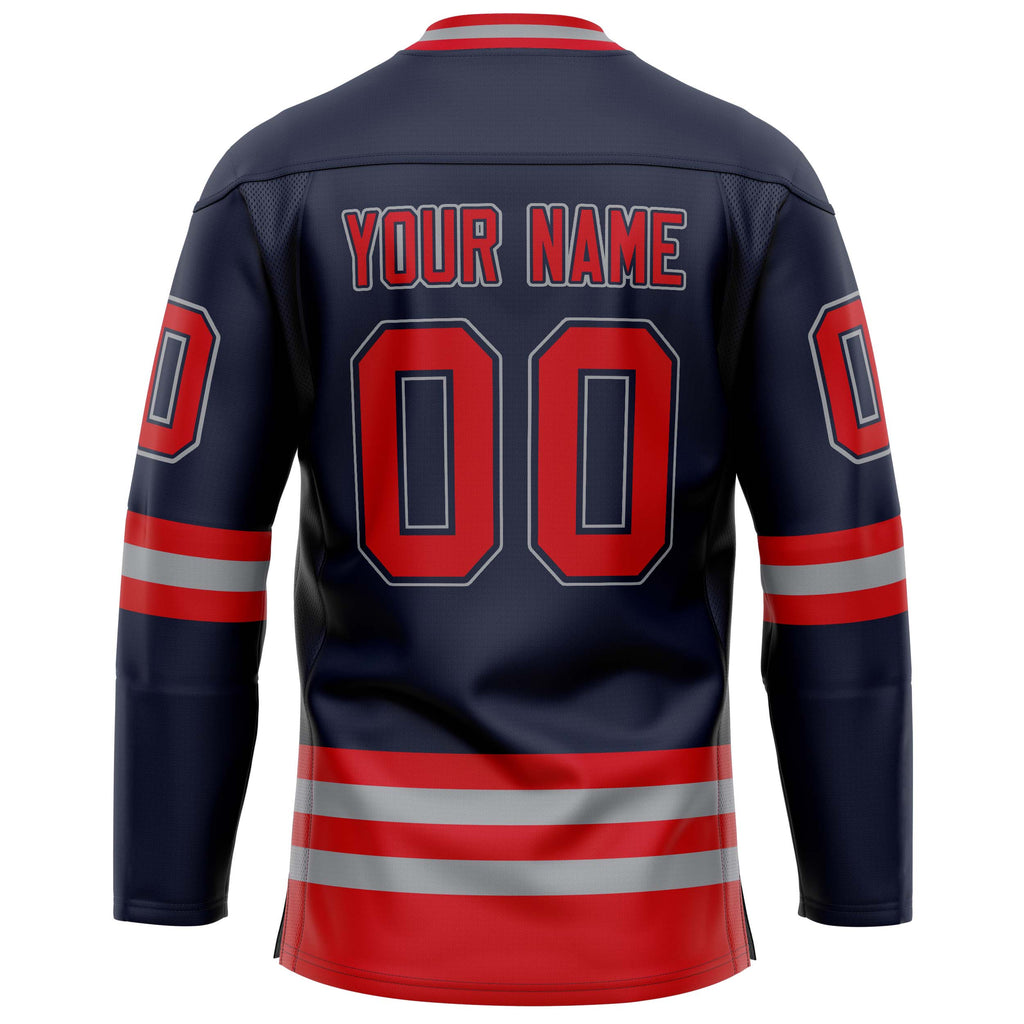 Custom Navy Red Solid Colour Hockey Jersey