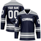 Custom Navy Gray Solid Colour Hockey Jersey