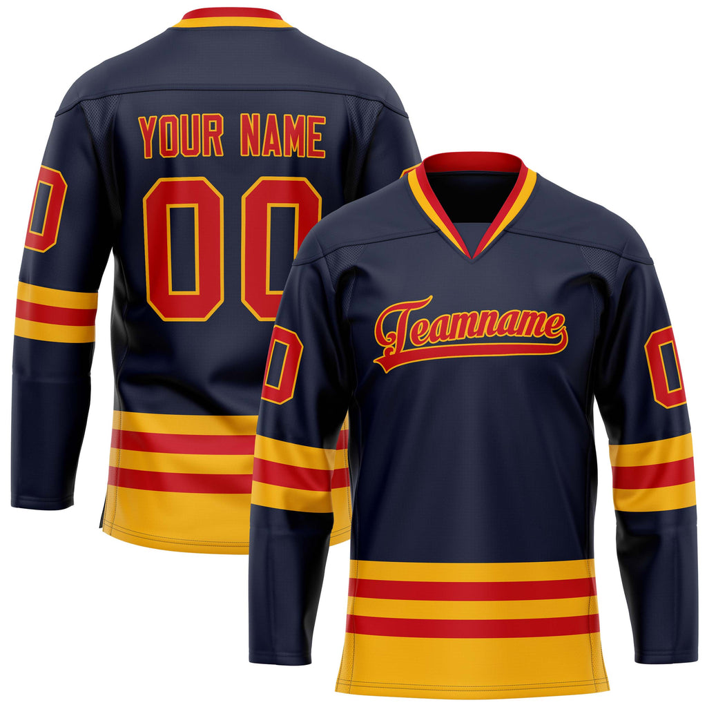 Custom Navy Red Solid Colour Hockey Jersey
