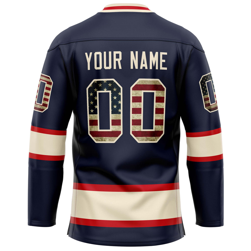Custom Navy Cream Solid Colour Hockey Jersey