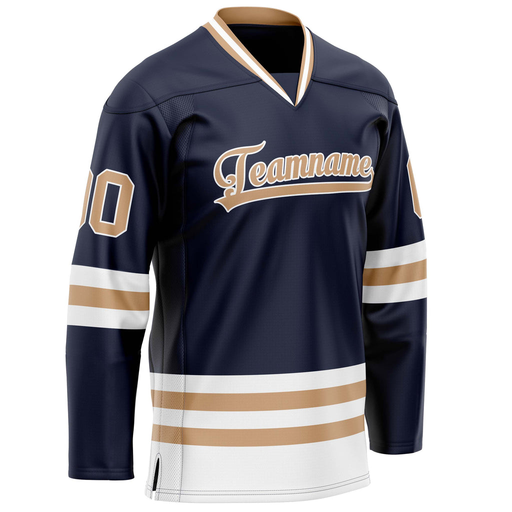 Custom Navy Brown Solid Colour Hockey Jersey