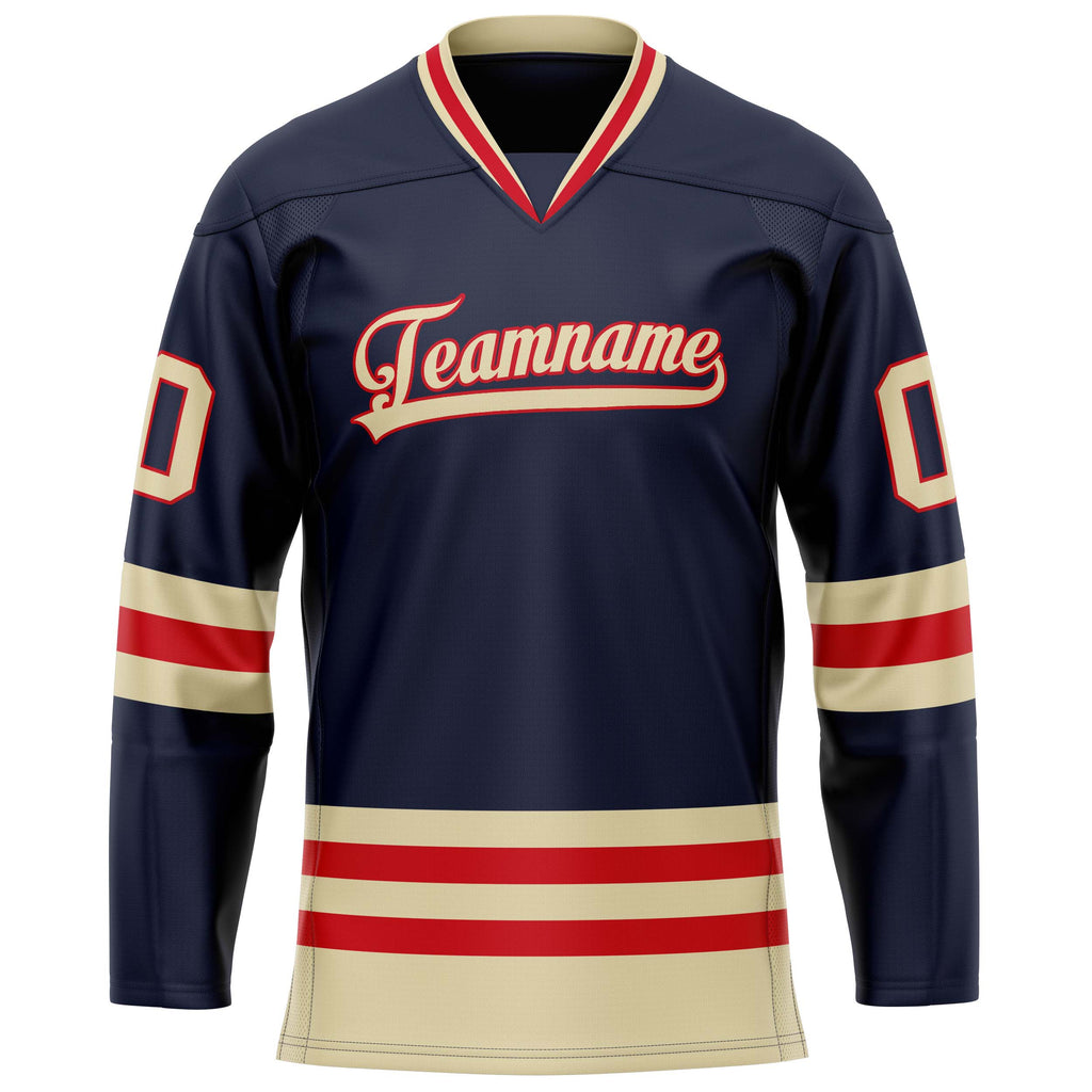 Custom Navy Cream Solid Colour Hockey Jersey