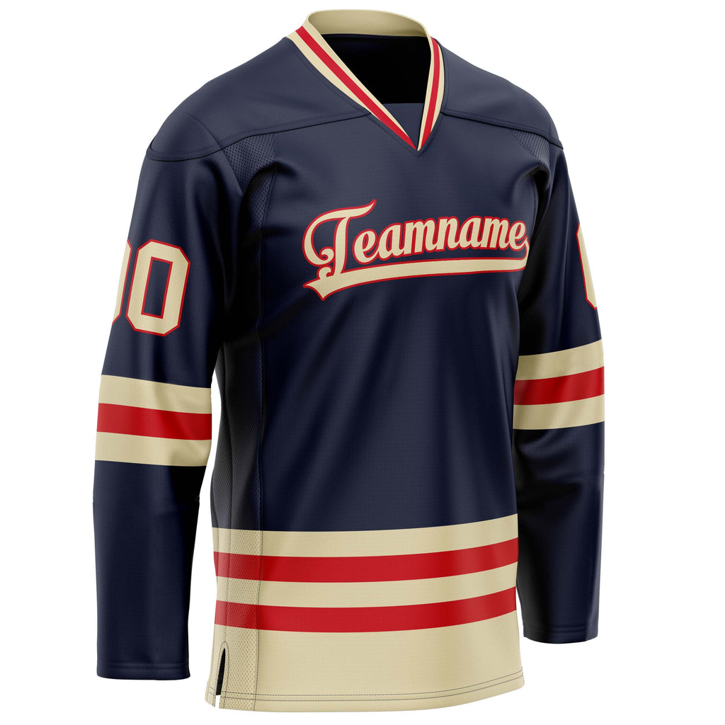 Custom Navy Cream Solid Colour Hockey Jersey