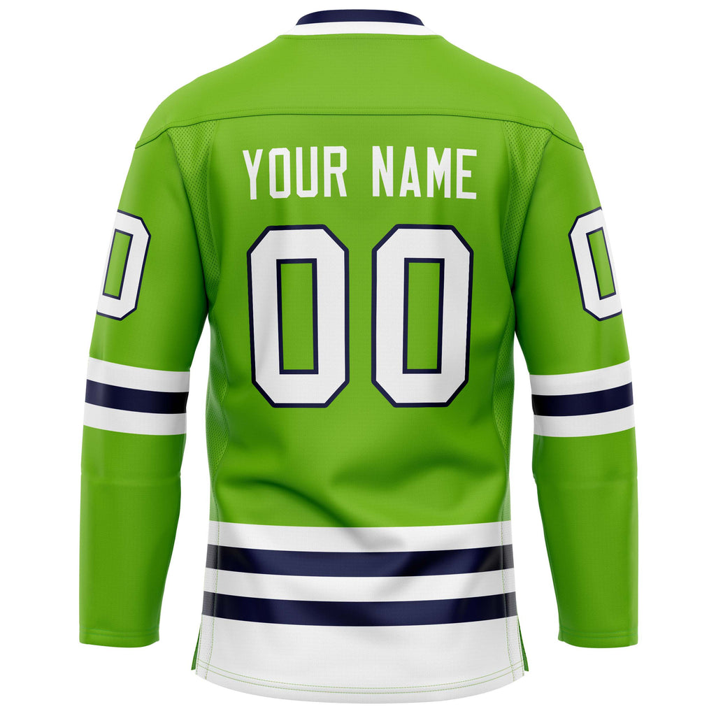 Custom Neon Green White Solid Colour Hockey Jersey