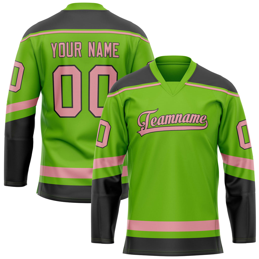 Custom Neon Green Pink Solid Colour Hockey Jersey