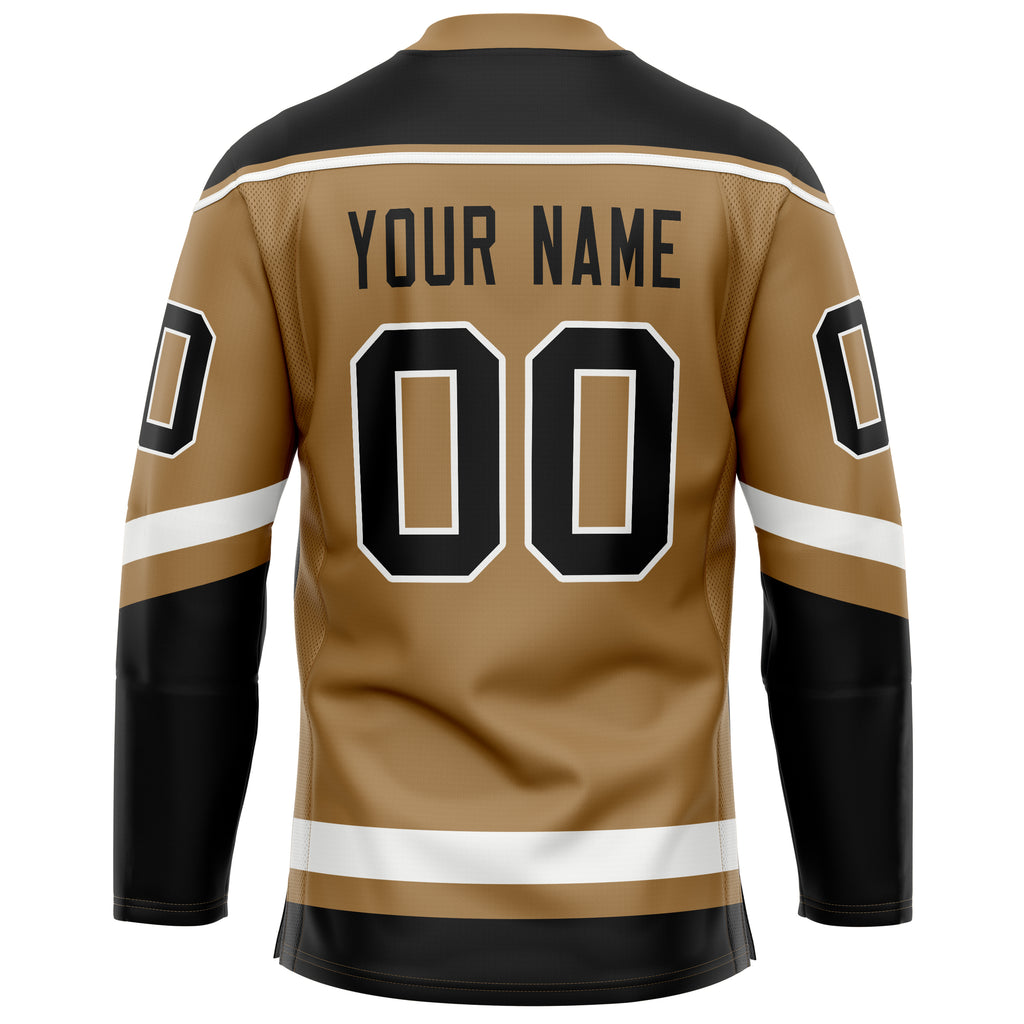 Custom Old Gold Black Solid Colour Hockey Jersey