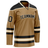 Custom Old Gold Black Solid Colour Hockey Jersey