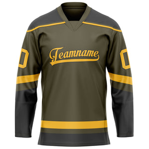 Custom Olive Gold Solid Colour Hockey Jersey