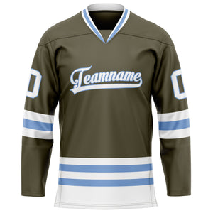 Custom Olive White Solid Colour Hockey Jersey