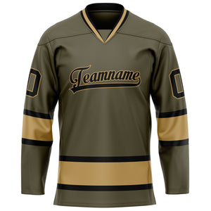 Custom Olive Old Gold Solid Colour Hockey Jersey