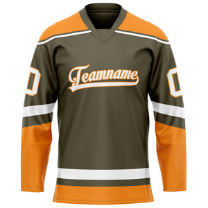 Custom Olive Orange Solid Colour Hockey Jersey