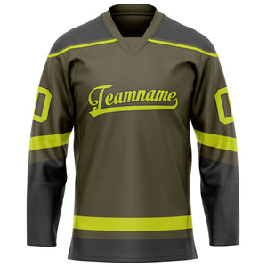 Custom Olive Neon Yellow Solid Colour Hockey Jersey