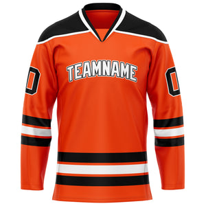Custom Orange Black Solid Colour Hockey Jersey