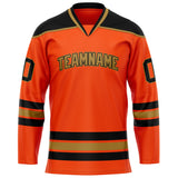 Custom Orange Black Solid Colour Hockey Jersey