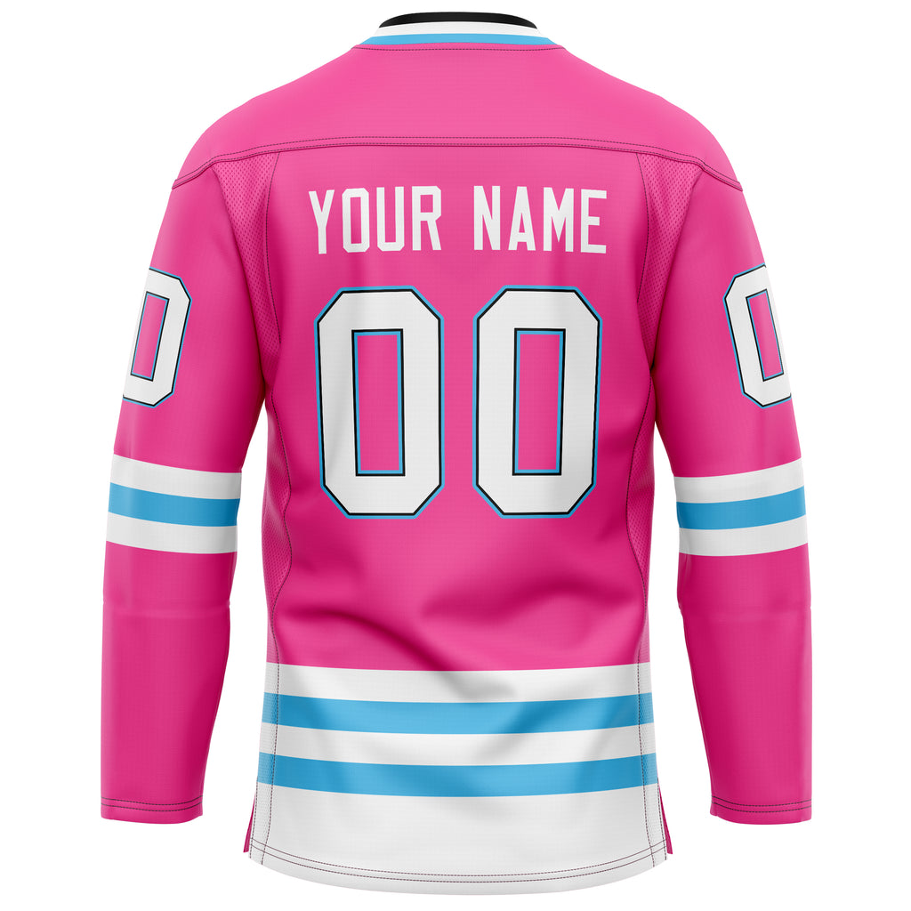 Custom Pink Light Blue Solid Colour Hockey Jersey