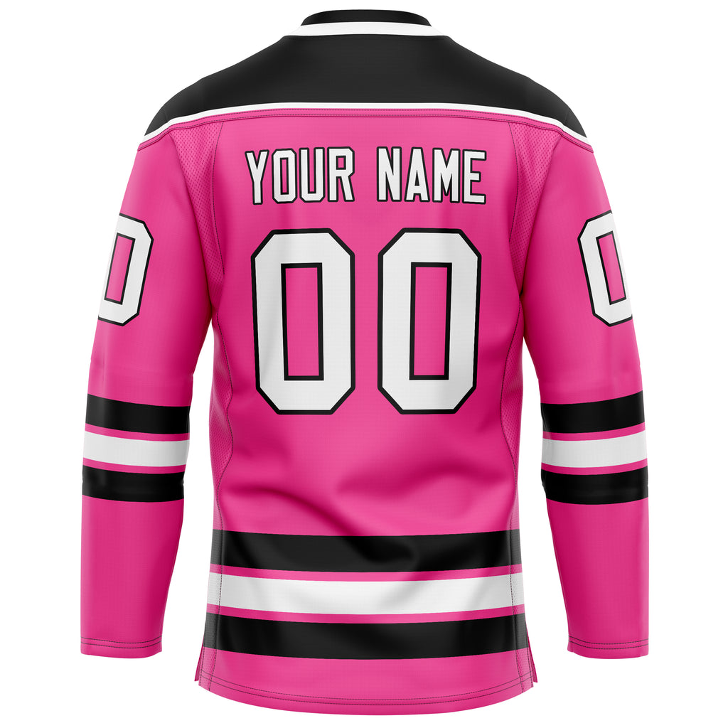 Custom Pink Black Solid Colour Hockey Jersey