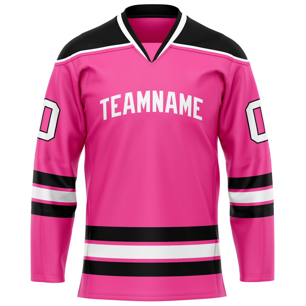 Custom Pink Black Solid Colour Hockey Jersey