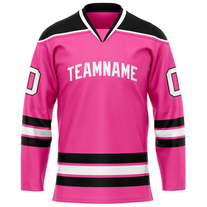 Custom Pink Black Solid Colour Hockey Jersey