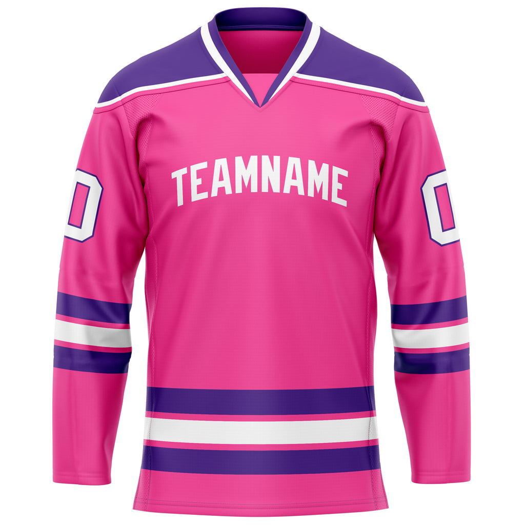 Custom Pink Purple Solid Colour Hockey Jersey