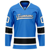 Custom Powder Blue Black Solid Colour Hockey Jersey