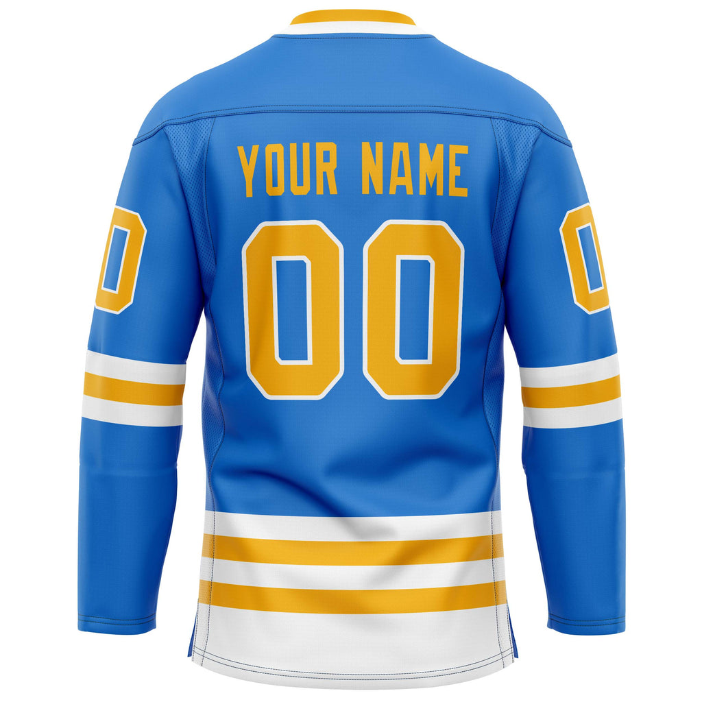 Custom Powder Blue Gold Solid Colour Hockey Jersey