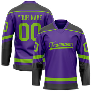 Custom Purple Neon Green Solid Colour Hockey Jersey