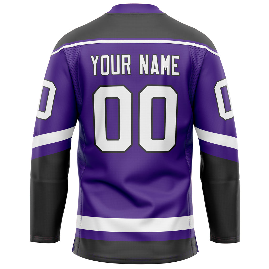Custom Purple Black Solid Colour Hockey Jersey
