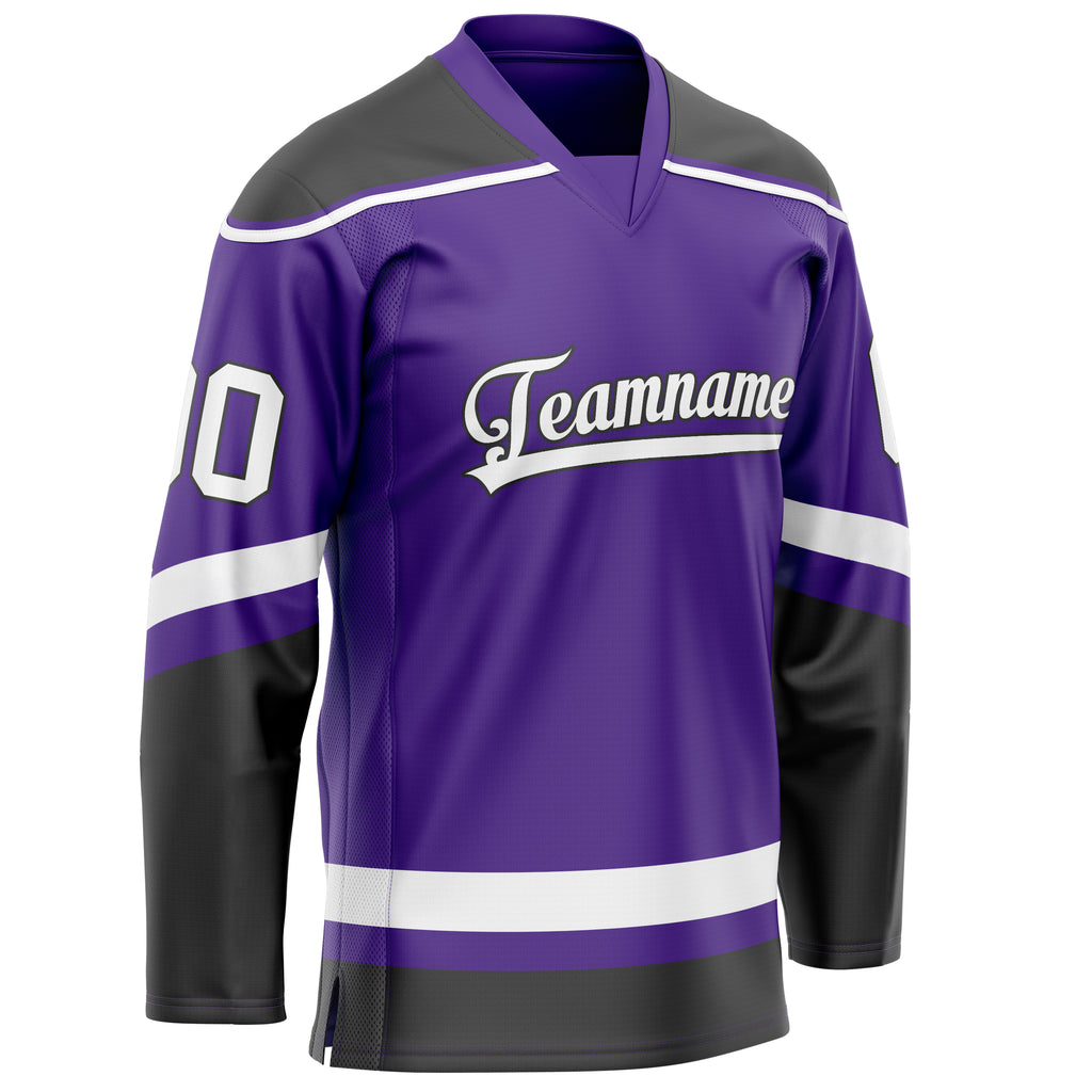 Custom Purple Black Solid Colour Hockey Jersey