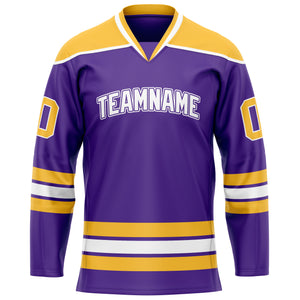 Custom Purple Gold Solid Colour Hockey Jersey