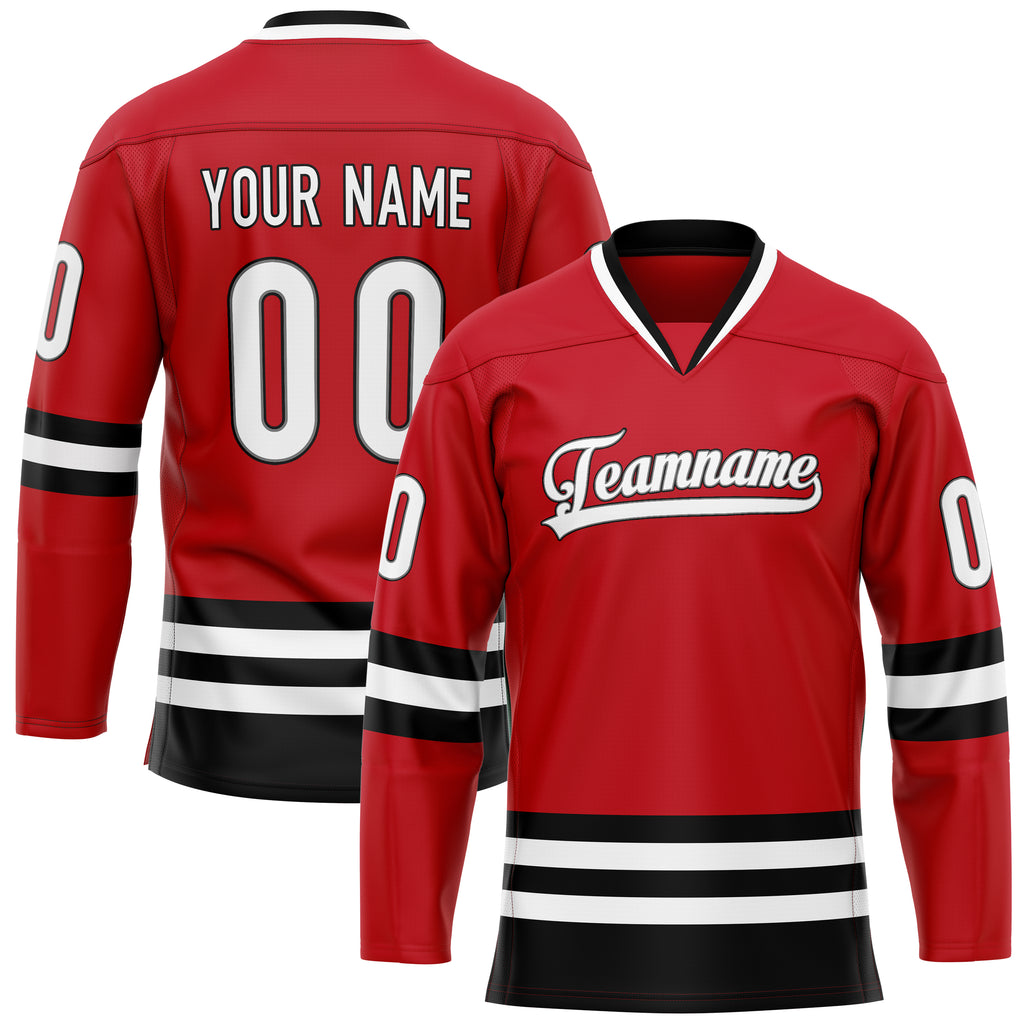 Custom Red Black Solid Colour Hockey Jersey