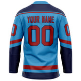 Custom Sky Blue Crimson Solid Colour Hockey Jersey
