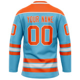 Custom Sky Blue Orange Solid Colour Hockey Jersey