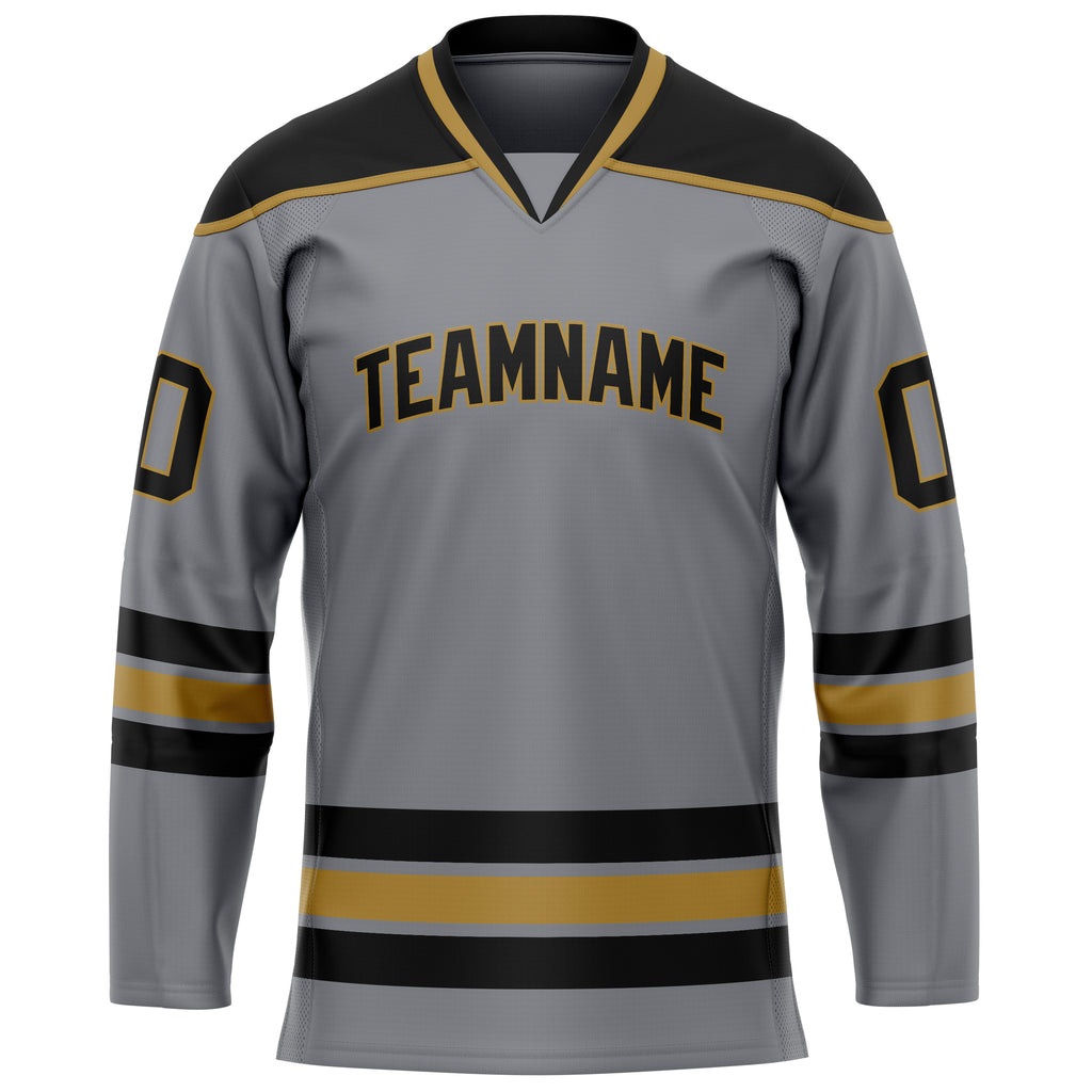Custom Steel Gray Black Solid Colour Hockey Jersey