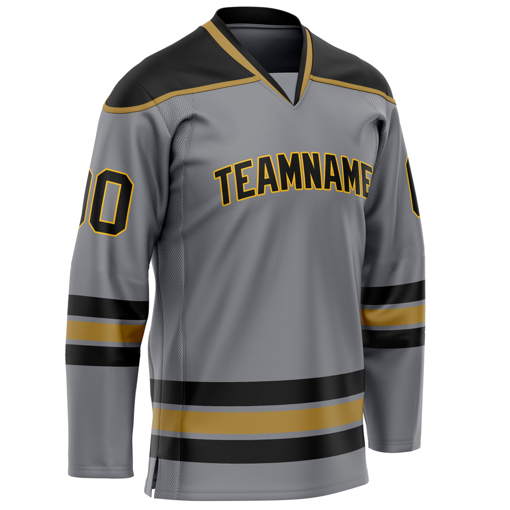 Custom Steel Gray Black Solid Colour Hockey Jersey