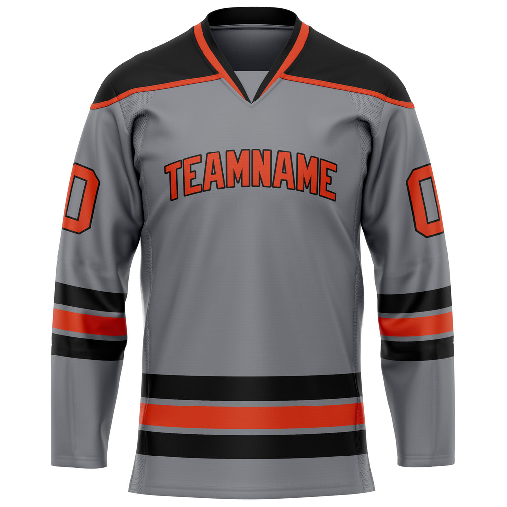 Custom Steel Gray Red Solid Colour Hockey Jersey