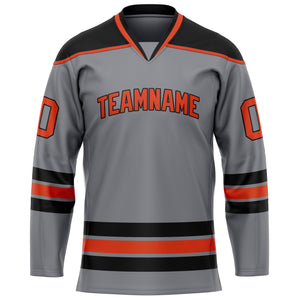 Custom Steel Gray Red Solid Colour Hockey Jersey