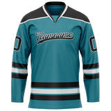 Custom Teal Black Solid Colour Hockey Jersey