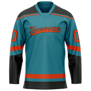 Custom Teal Red Solid Colour Hockey Jersey